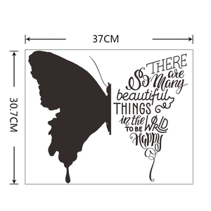 Dimensions détaillées du sticker papillon avec une largeur de 37cm et hauteur 30.7cm