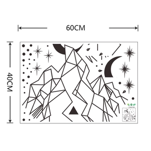 Detail of geometric mountains and moon wall sticker with 60x40cm dimensions