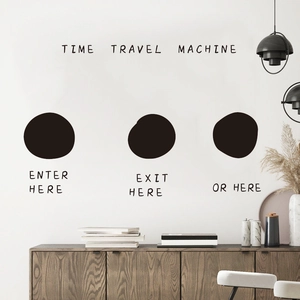 Minimalistischer Schwarzes-Loch-Wandaufkleber mit Time Travel Machine-Slogan