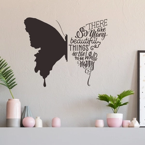 Sticker mural papillon créatif avec citation inspirante pour décoration intérieure