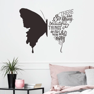 Sticker Mural Papillon Créatif en PVC Avec Citations Motivantes en Anglais pour Chambre Salon Décoration Murale Amovible