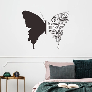 Sticker mural papillon créatif avec citations inspirantes pour la décoration de la chambre