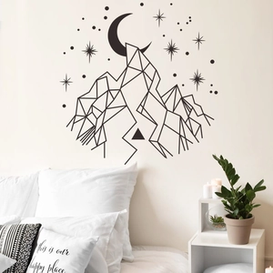 Modern Geometric Mountain Moon Star Wall Stickers PVC Minimalist DIY Removable Wall Decals For Living Room Bedroom Office Decor