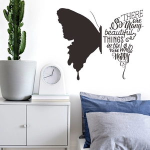 Sticker mural papillon créatif avec citations anglaises pour la décoration intérieure