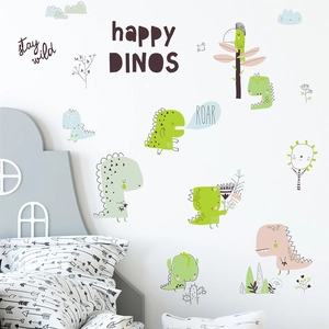 Stickers muraux dinosaures pour chambre d'enfant avec motifs ludiques et mignons