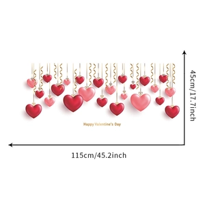 Détails de stickers muraux 3D coeurs rouges et roses avec dimensions pour la Saint-Valentin