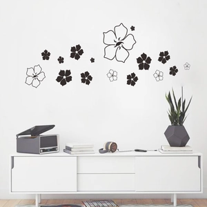 Minimalist black and white flower wall stickers set for living room and bedroom decor