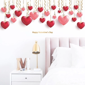 Décorations murales en forme de cœur 3D rouge et rose avec accents dorés pour la Saint-Valentin