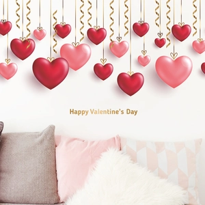 Décorations murales romantiques en forme de cœur 3D rouge et rose pour la Saint-Valentin