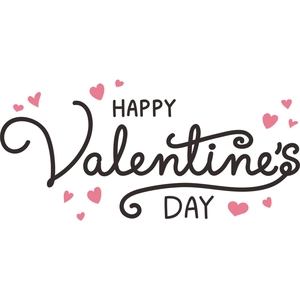 Artistic Happy Valentine's Day wall sticker with pink hearts for bedroom decoration