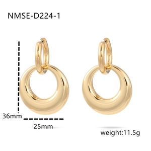 Pendientes minimalistas de acero inoxidable dorado con diseño de doble aro pulido