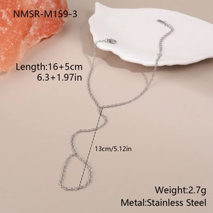 Dettagli del bracciale ad anello in acciaio inossidabile argento con misure di 16+5cm