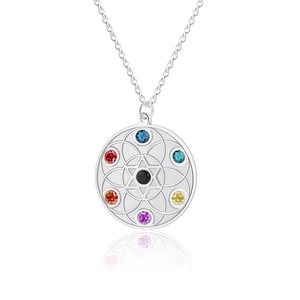 Collier en acier titane plaqué or 18 carats avec pendentif géométrique et pierres fines