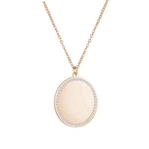 Collar de Acero Inoxidable Minimalista con Circonia Ovalada para Mujer Colgante Oro Oro Rosa Plata Joyería Regalo