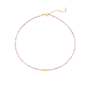 Elegante collana di perle naturali d'acqua dolce con perle pastello e ciondolo a cuore d'oro