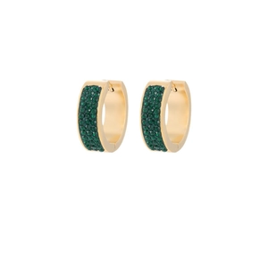 Luxury 18K gold-plated huggie earrings for women featuring pavé-set green cubic zirconia