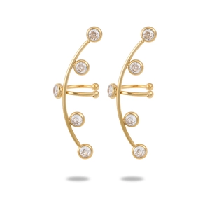 18K gold plated stainless steel ear cuff with five sparkling round cubic zirconia stones