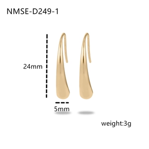 Pendientes de gota dorados de acero inoxidable, medidas 24mm x 5mm, con un peso de 3g