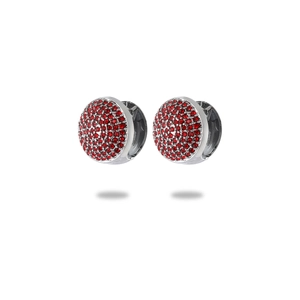 Créoles étincelantes en argent avec micro-pavé de zircons rouge foncé pour femme