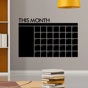 Sticker mural calendrier mensuel noir minimaliste avec lettrage This Month