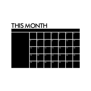 Sticker mural calendrier mensuel noir minimaliste pour l'organisation de bureau et maison