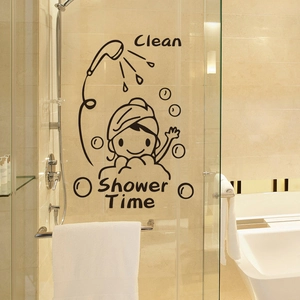 Simpatico Adesivo da Parete Bagno Ragazza che fa il Bagno in PVC Impermeabile Decorazione Vasca Vetro Clean Shower Time