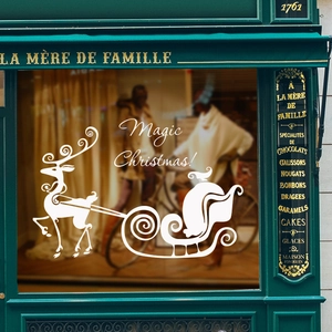 Magic Christmas Renna Slitta PVC Adesivo Per Finestre Rimovibile Decalcomania Da Parete Festiva Per Vetrina Di Natale Casa Vetro