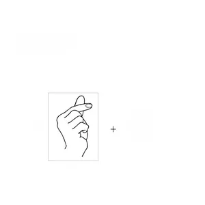 Detailed view of heart hand gesture wall sticker with dimensions 12cm by 7cm