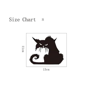 Size S black cat wall sticker measuring 13cm by 11cm for Halloween home decor