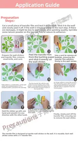 Step-by-step tutorial for applying green leaf wall stickers with transfer film
