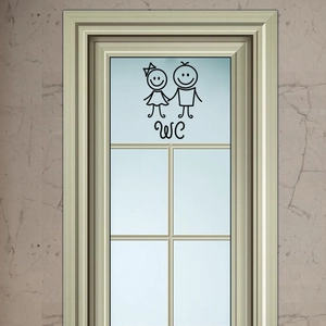 Minimalist cartoon male and female figures toilet WC wall sticker for bathroom decor