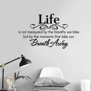 Inspirational Life quote wall decal in black script for living room interior decor