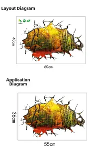 Λεπτομέρεια διάταξης 3D και τελικό μέγεθος για το αυτοκόλλητο τοίχου με φθινοπωρινό δάσος