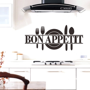 Bon Appetit kitchen wall sticker featuring utensils and cutlery for dining room decor