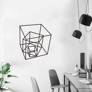 Modern Geometrische Kubus Muursticker 3D Genestelde Lijn Draadframe PVC Sticker Minimalistisch Kunst Muurschildering Voor Kantoor