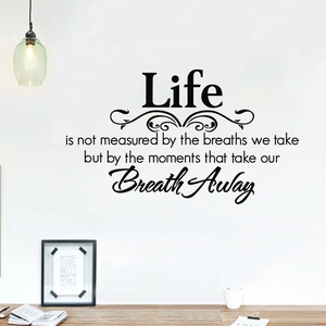 Inspirational Life quote wall decal with minimalist black lettering for home decor