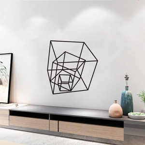 Modern minimalistisch zwart geometrisch 3D-kubus muursticker voor studio decor