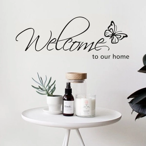 Welcome to our home Wandtattoo mit Schmetterlingen für minimalistische Wanddeko