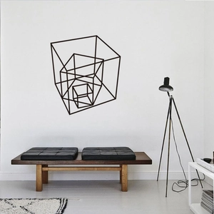 Modern minimalistisch geometrisch hypercube muursticker voor interieur decor