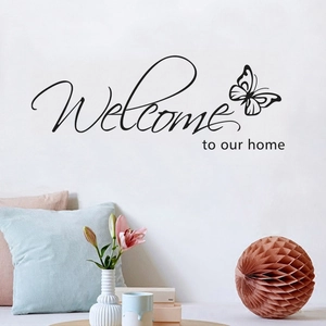 Wandtattoo Welcome to Our Home mit Schmetterlings-Design für stilvolle Wanddekoration