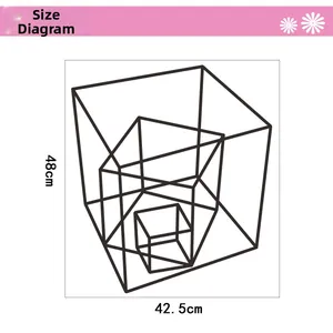 Gedetailleerde maattekening van de moderne geometrische muursticker hoogte 48cm breedte 42,5cm