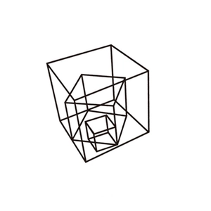 Minimalistische moderne geometrische muursticker met geneste kubussen voor studio's