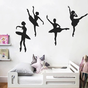 Creative ballet girl silhouette wall stickers for elegant kids bedroom wall decoration