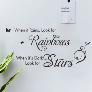Rainbows inspirational wall sticker with butterfly and vine motifs for home decor