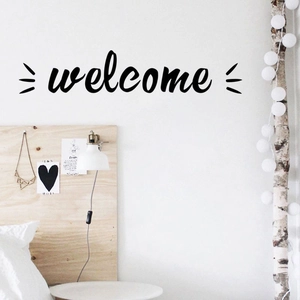 Minimalist black Welcome wall decal for glass doors and shops with elegant lettering