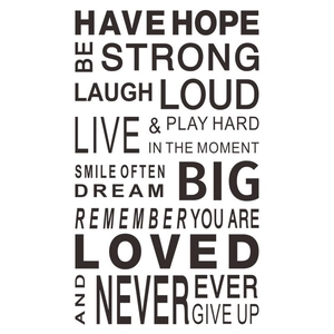 Inspirational Have Hope wall art decals with motivational English quotes in black font