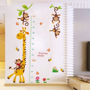 Cartoon Giraffe Monkey Height Measurement Wall Sticker PVC Removable Grow Taller Ruler For Kids Room Nursery Home Decor