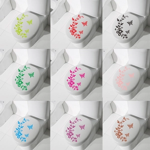 Removable Butterfly Flower Vine Toilet Sticker Waterproof PVC Bathroom Lid Decal Home Decorative Wall Art Mural