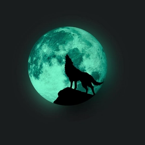 Luminous Moon Wolf Howling Wall Sticker Glow In The Dark PVC Silhouette Decal For Bedroom Living Room Dorm Home Decor