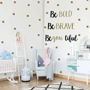 Colorful polka dot and inspirational 'Be Bold' wall stickers for children's bedroom decor